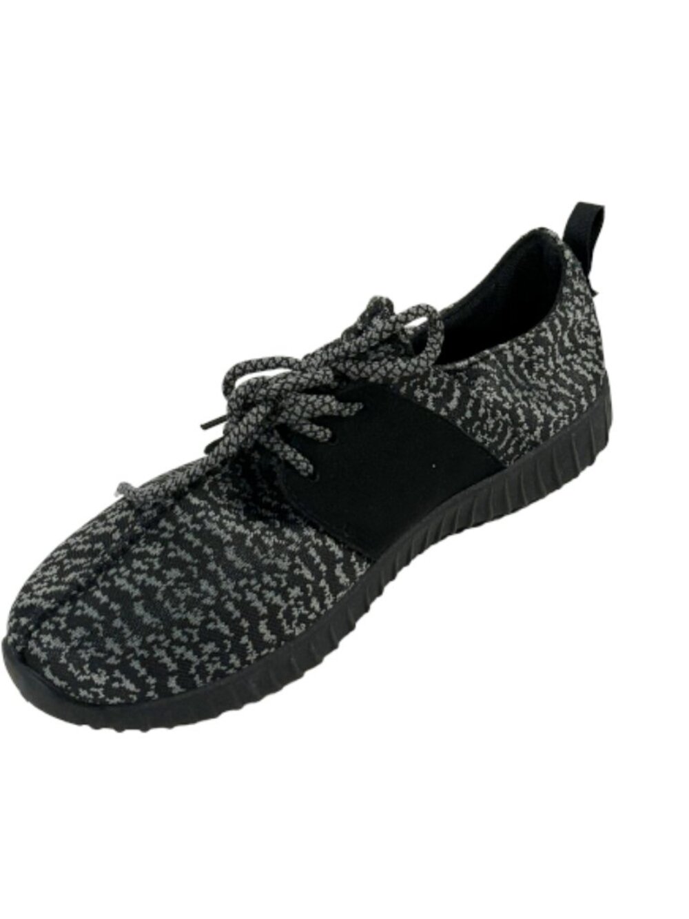 Bamboo Tilt-01S Women's Black Knit Lace-Up Casual Sneakers